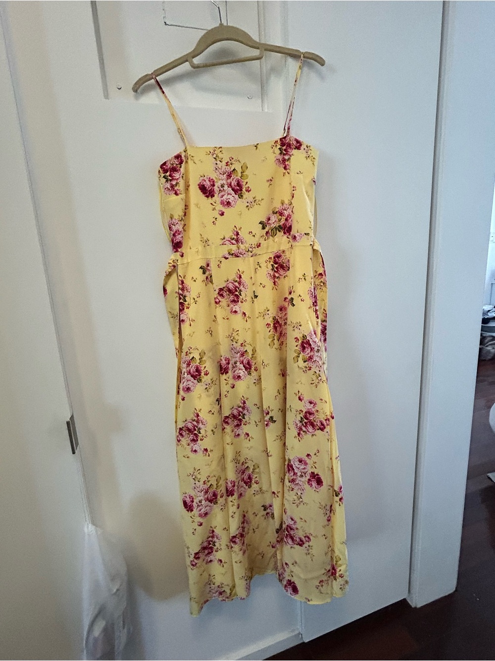 Likely Yellow Floral Maxi Dress with Pink Roses